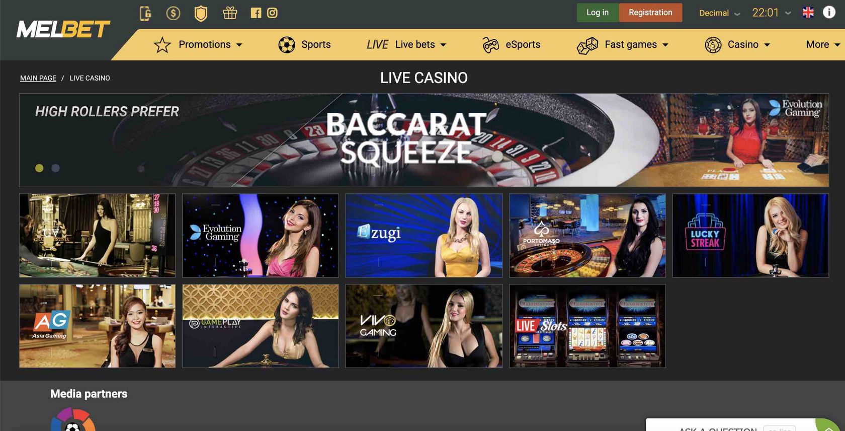 Melbet, casino en ligne et jeux avec croupiers en direct